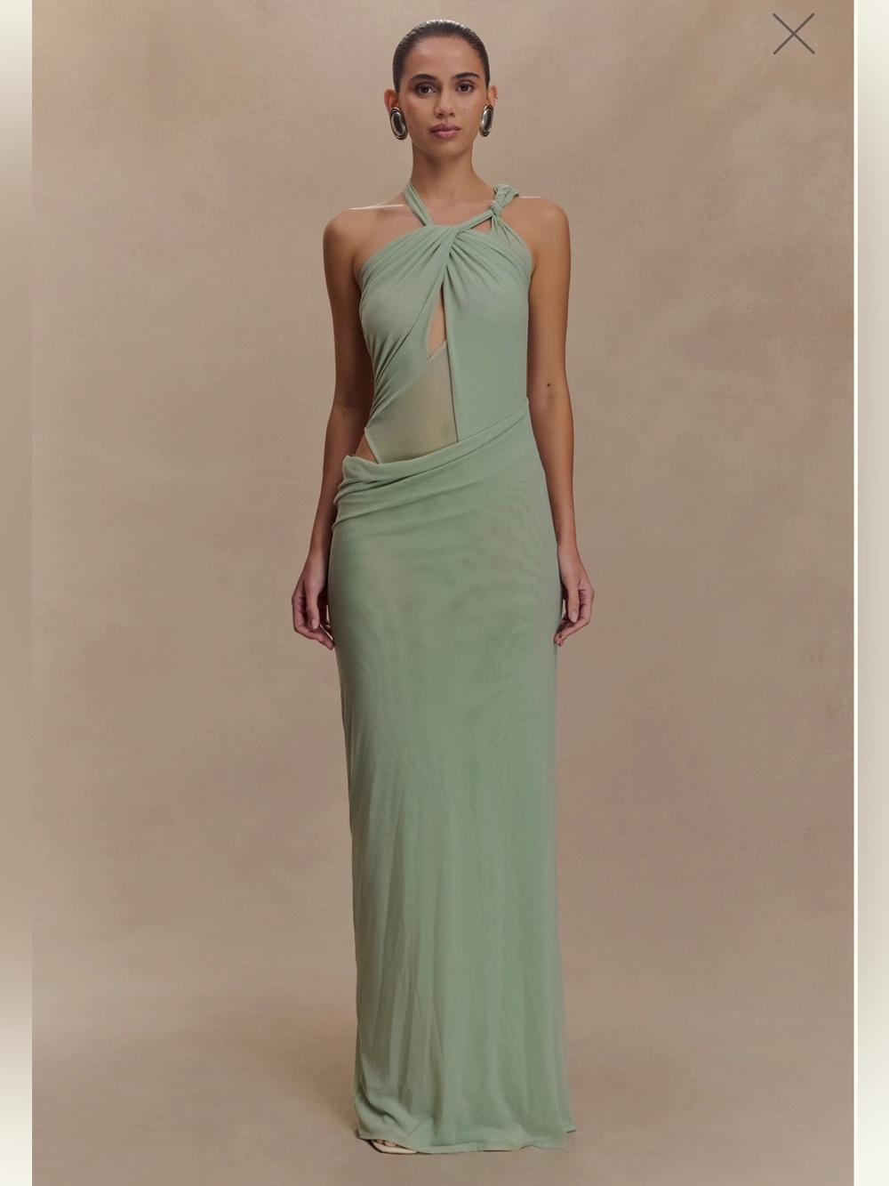 NEW Meshki Knotted Mesh Maxi Dress - Size Small | Color: Sage